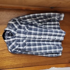 Men's XXL Blue Gray Plaid Button Up Shirt